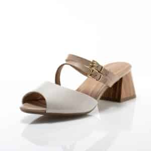 Tamanco Couro Creme - Detalhe Nude